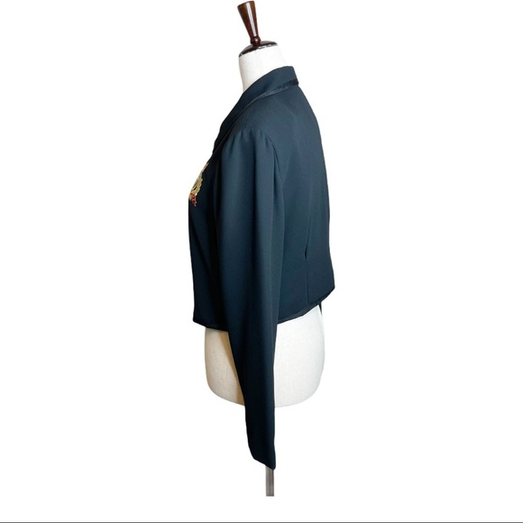 Vintage 90s Medallion Embroidered Crest Prep Cropped Bolero Jacket - Picture 3 of 8